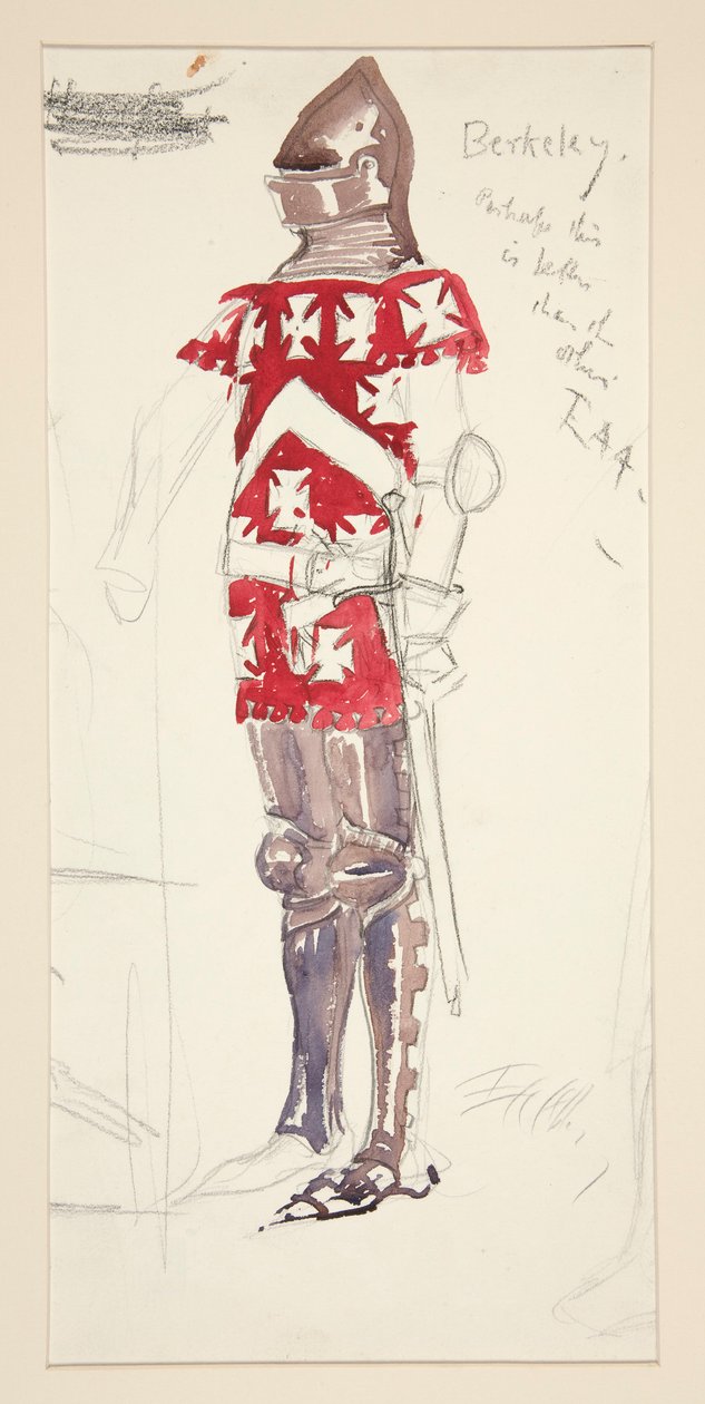 Berkeley, bozzetto di costume per Henry Irving da Edwin Austin Abbey