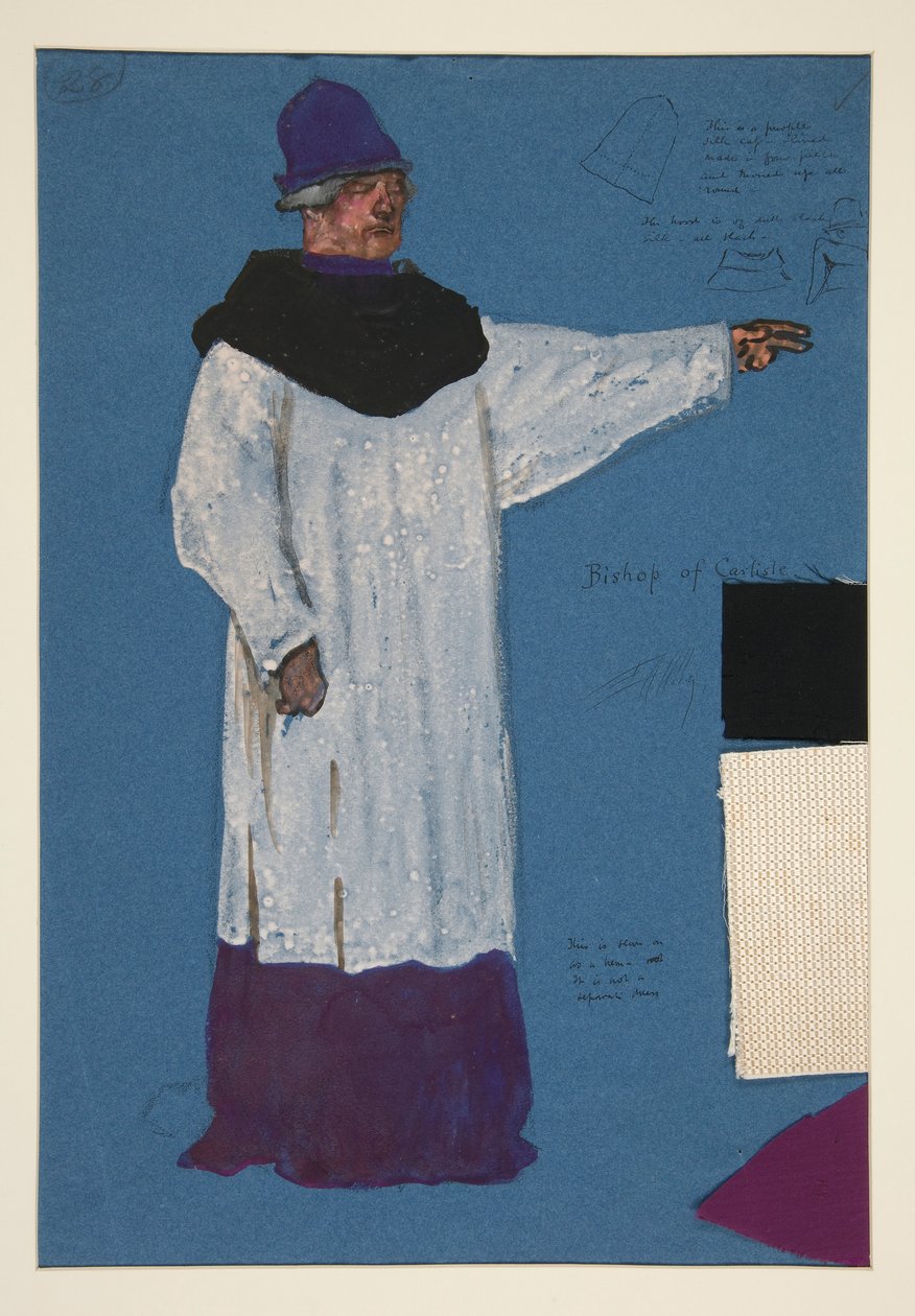Vescovo di Carlisle, bozzetto di costume per Henry Irving da Edwin Austin Abbey