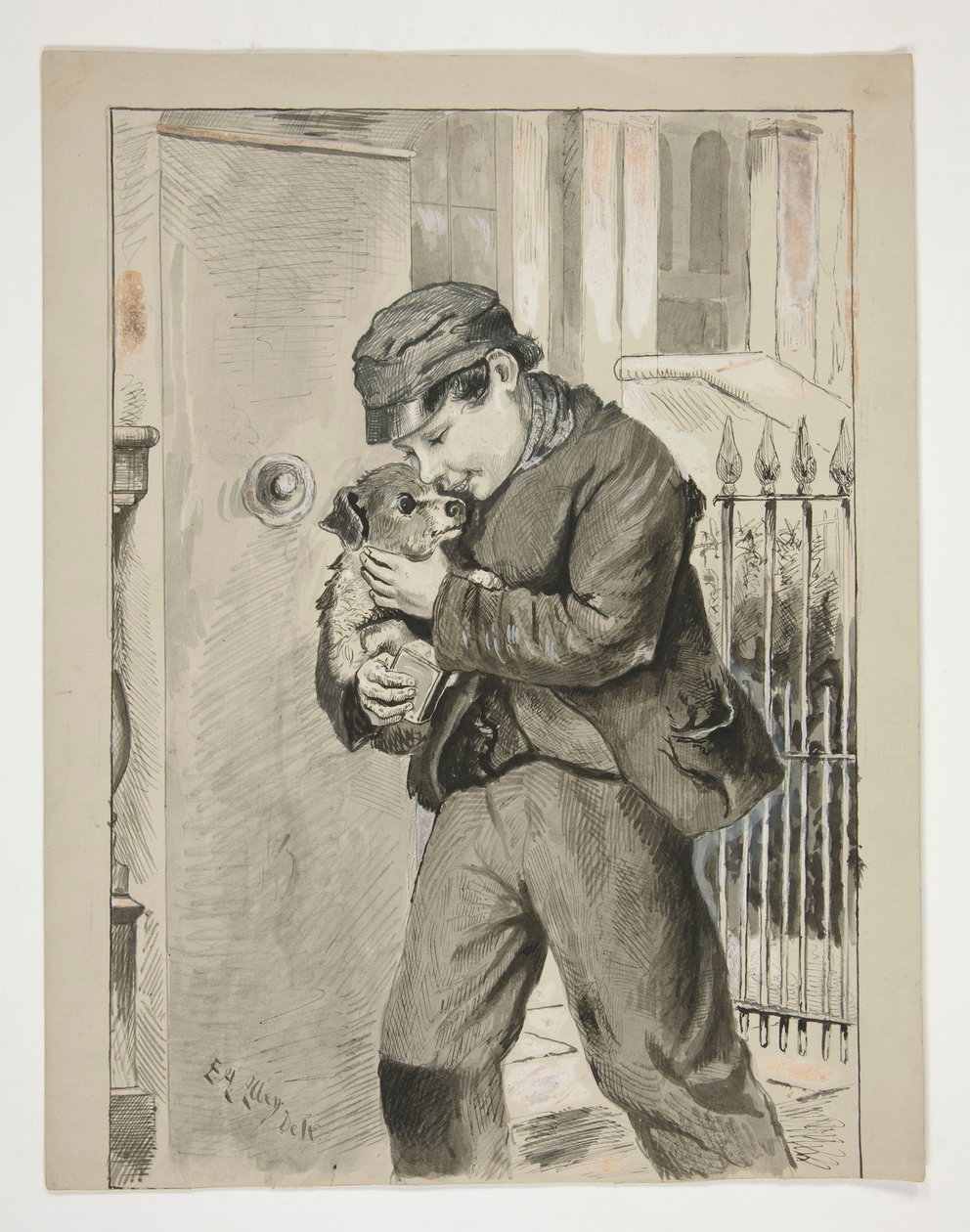 Ragazzo con cucciolo da Edwin Austin Abbey
