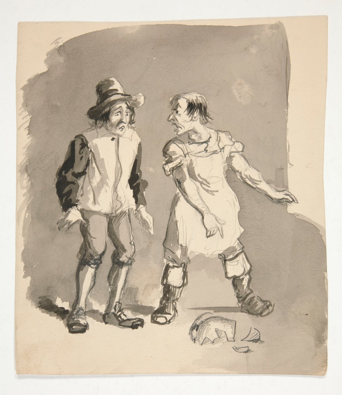 Cartone animato di due uomini e un vaso rotto da Edwin Austin Abbey
