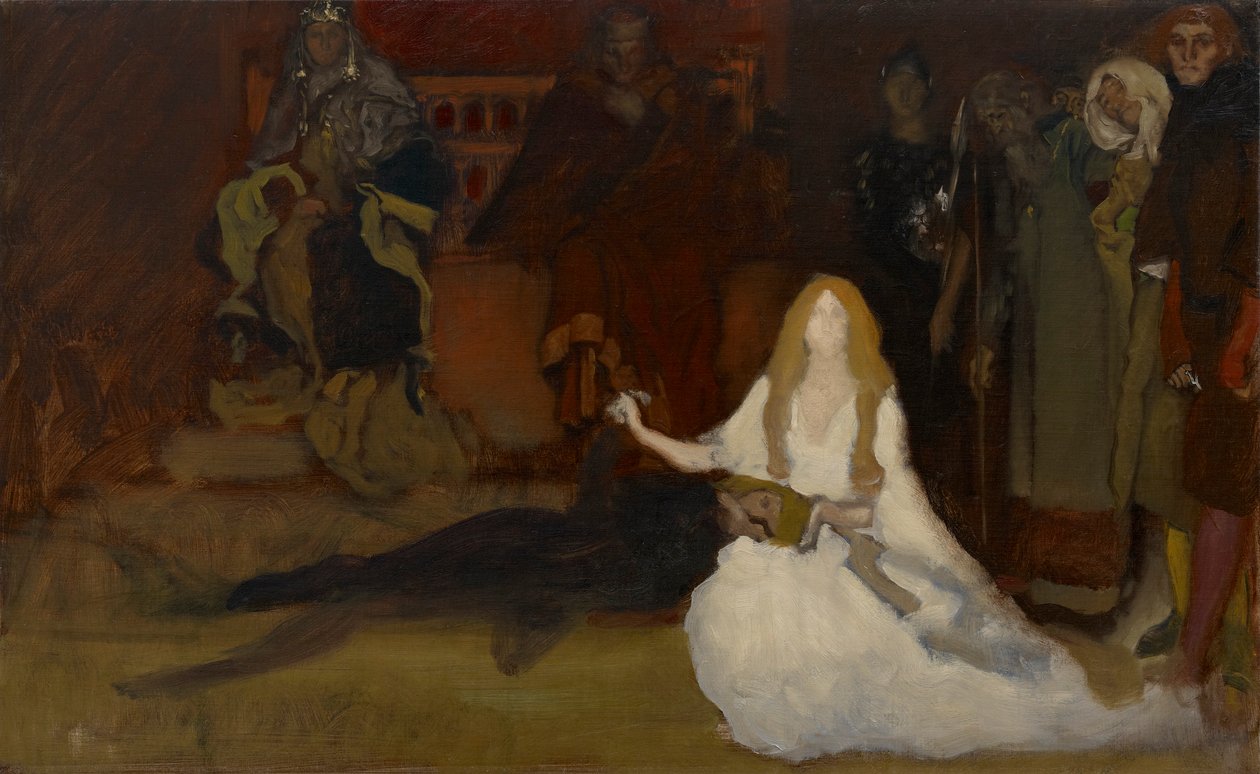 Studio compositivo per La scena del gioco in Amleto, Atto III, Scena II da Edwin Austin Abbey