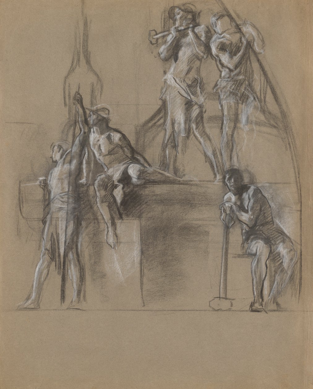 Studio compositivo per figure di minatori da Edwin Austin Abbey