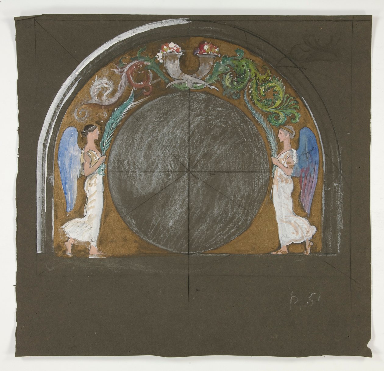 Progetto per decorazione di finestra per il palazzo del capitol a Harrisburg, Pennsylvania, 1902-1911 da Edwin Austin Abbey