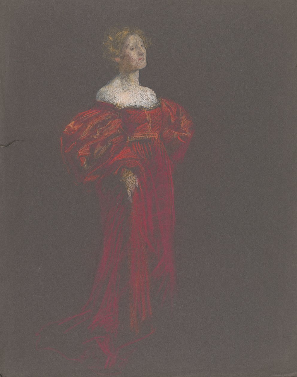 Figura femminile in blu e rosa da Edwin Austin Abbey