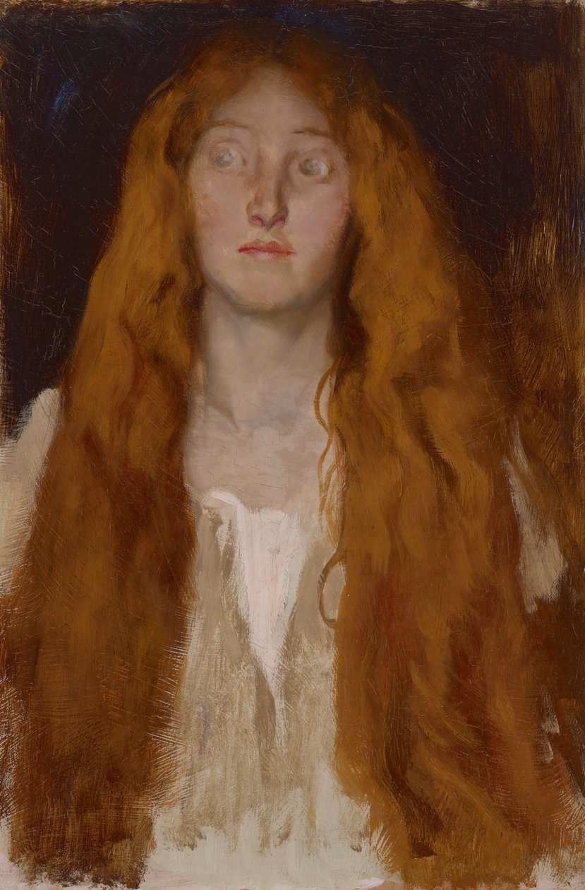 Studio di Figura di Ofelia, per La Scena del Dramma, Amleto, Atto III, Scena II da Edwin Austin Abbey