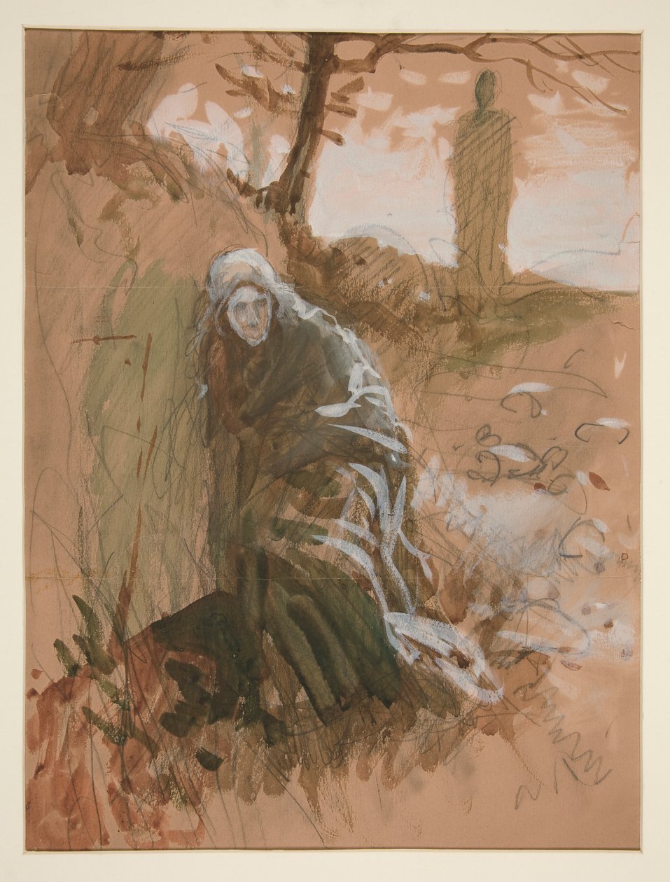 Figura nei boschi - illustrazione non identificata da Edwin Austin Abbey