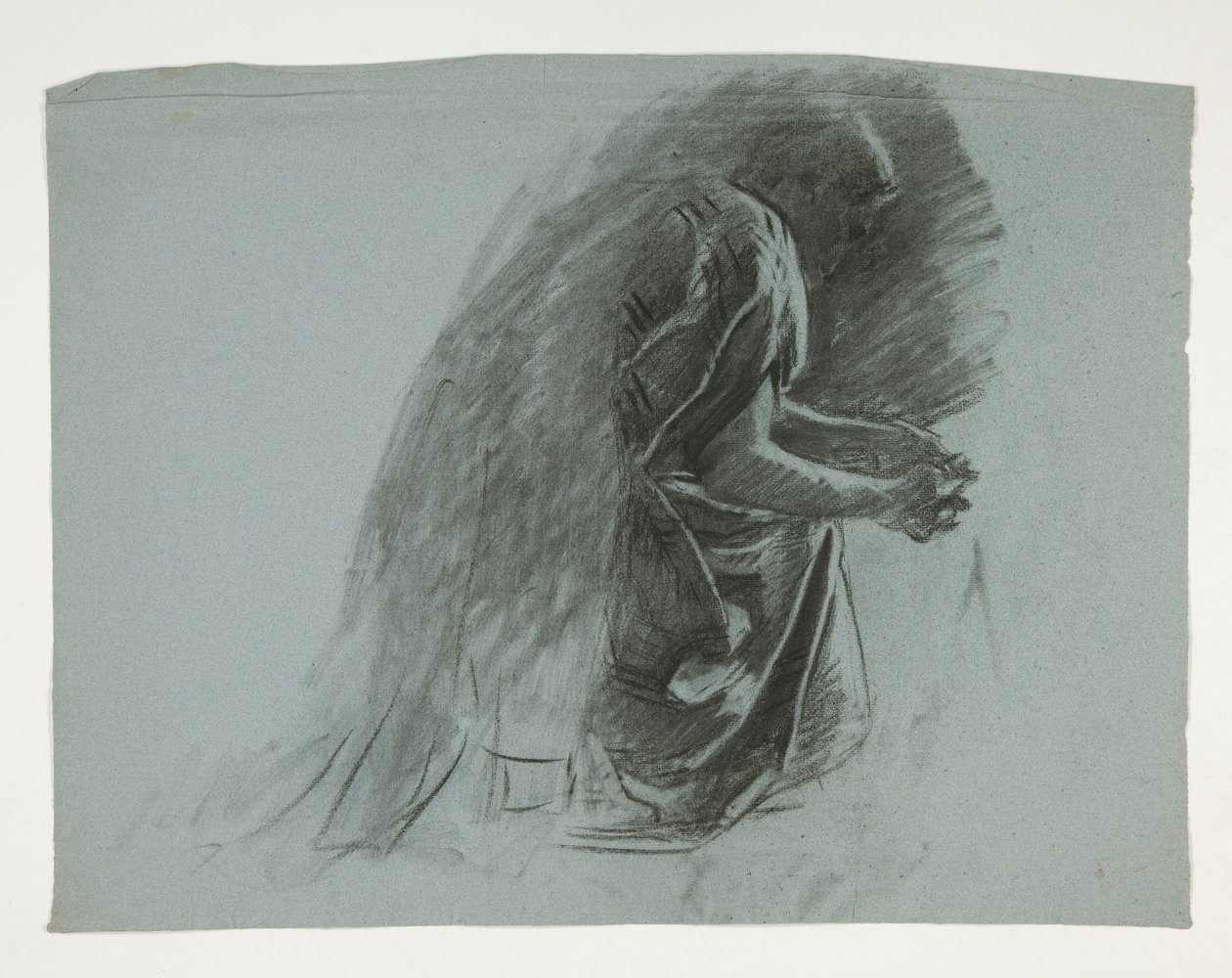Studio di figura per Sir Lancillotto e Sir Bors che equipaggiano Galahad con i suoi speroni, da La ricerca del Santo Graal (secondo di una serie di quindici dipinti per la Biblioteca Pubblica di Boston, completato nel 1901) da Edwin Austin Abbey
