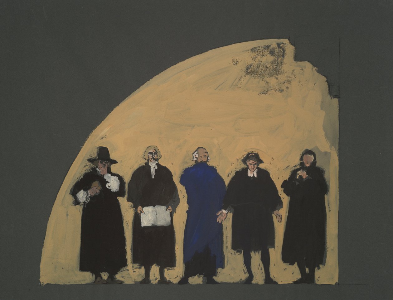 Cinque legislatori, studio preliminare per decorazioni della Corte Suprema (non realizzato), per il palazzo del capitolio a Harrisburg, Pennsylvania, 1902-1911 da Edwin Austin Abbey