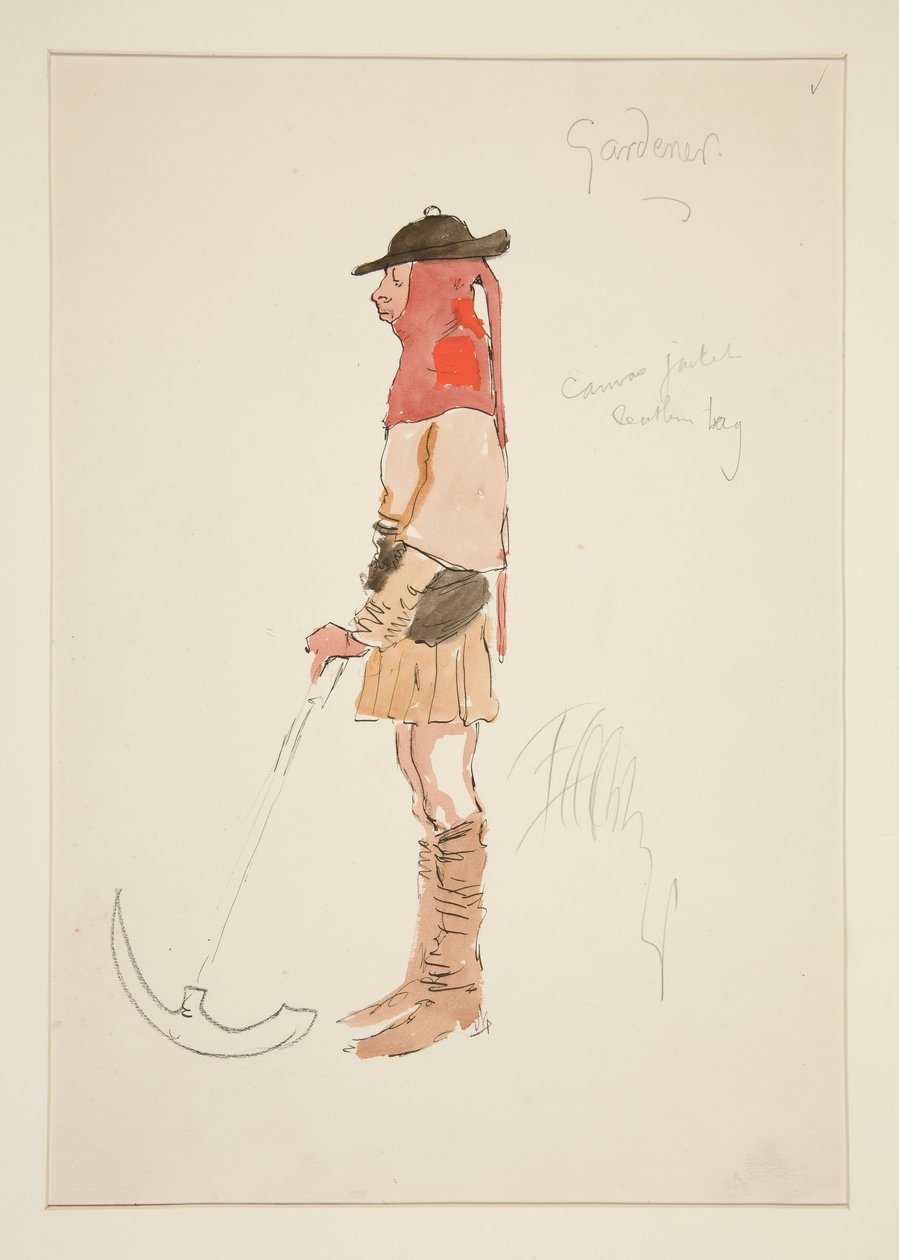 Giardiniere, bozzetto di costume per Henry Irving da Edwin Austin Abbey
