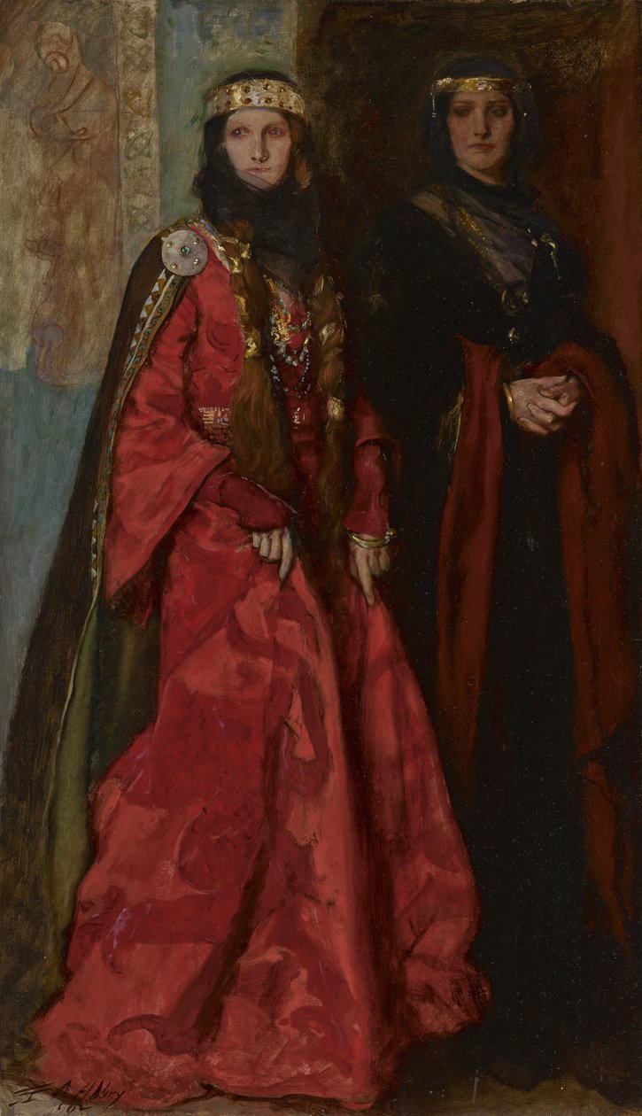 Goneril e Regan in Re Lear Atto I Scena I da Edwin Austin Abbey