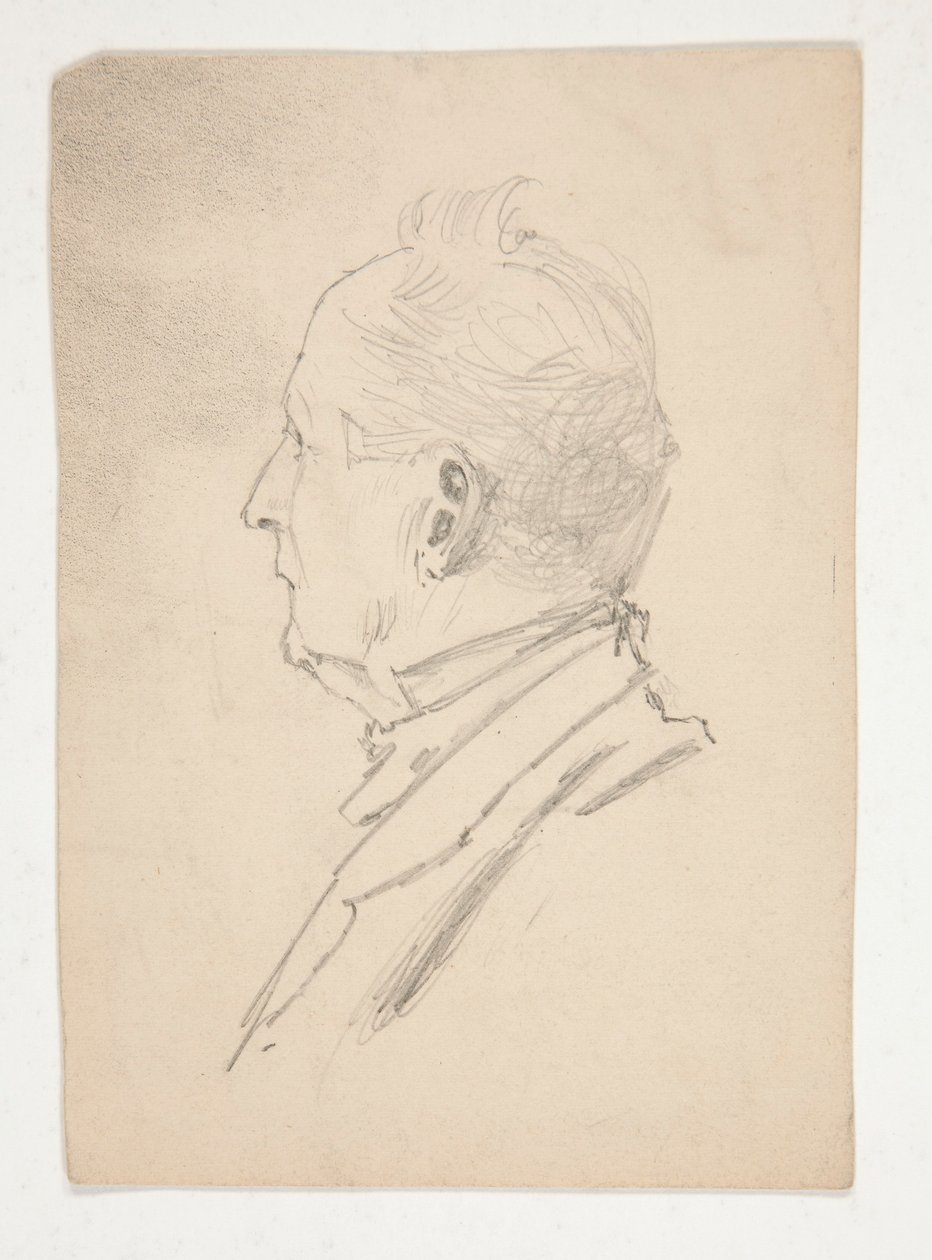 Testa di un uomo (recto); Frammenti di schizzi (verso) da Edwin Austin Abbey