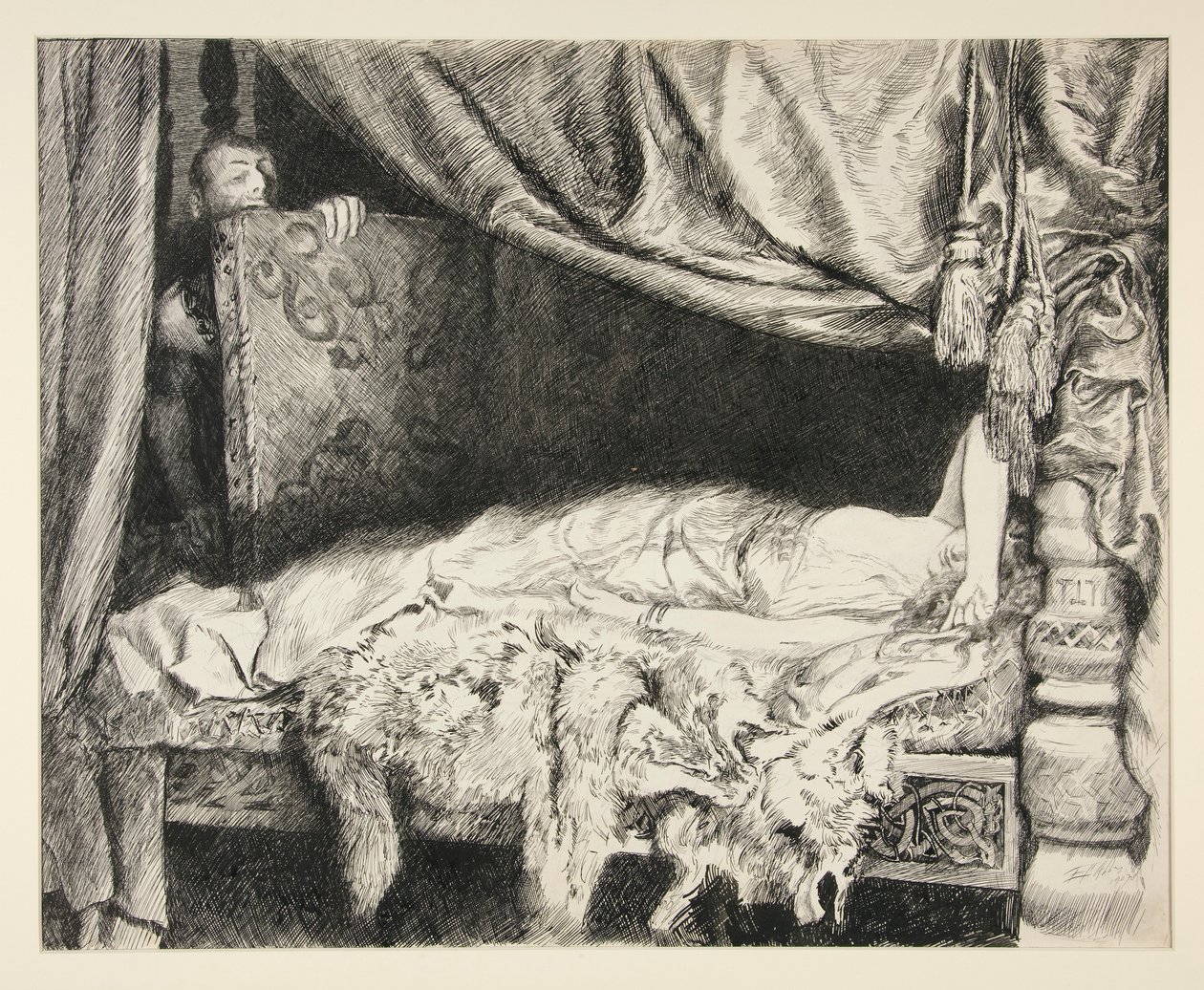 Iachimo ruba dal baule - Atto II, Scena II, Cymbeline da Edwin Austin Abbey
