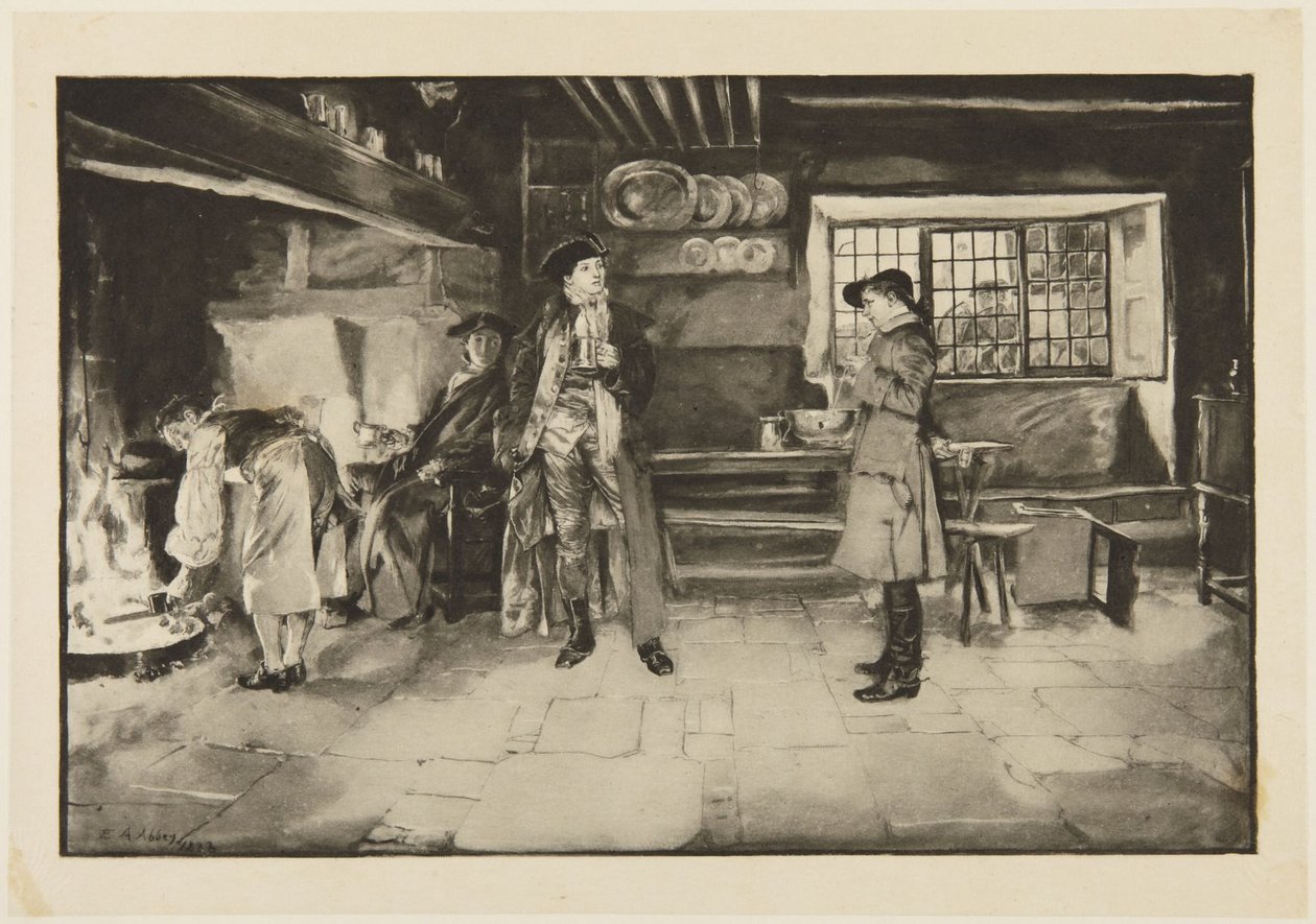 Illustrazione per She Stoops to Conquer di Goldsmith: «Nessuna offesa, ma domanda per domanda è del tutto giusto, lo sapete» da Edwin Austin Abbey