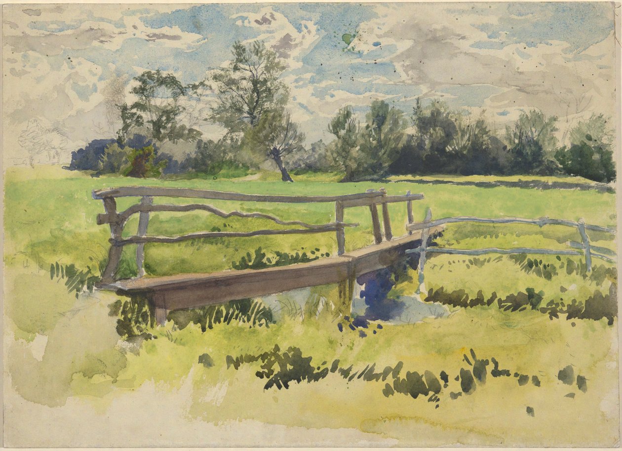 Paesaggio, palude e ponte da Edwin Austin Abbey