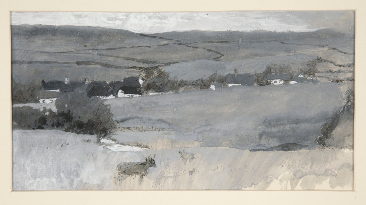 Paesaggio con mucca in primo piano da Edwin Austin Abbey