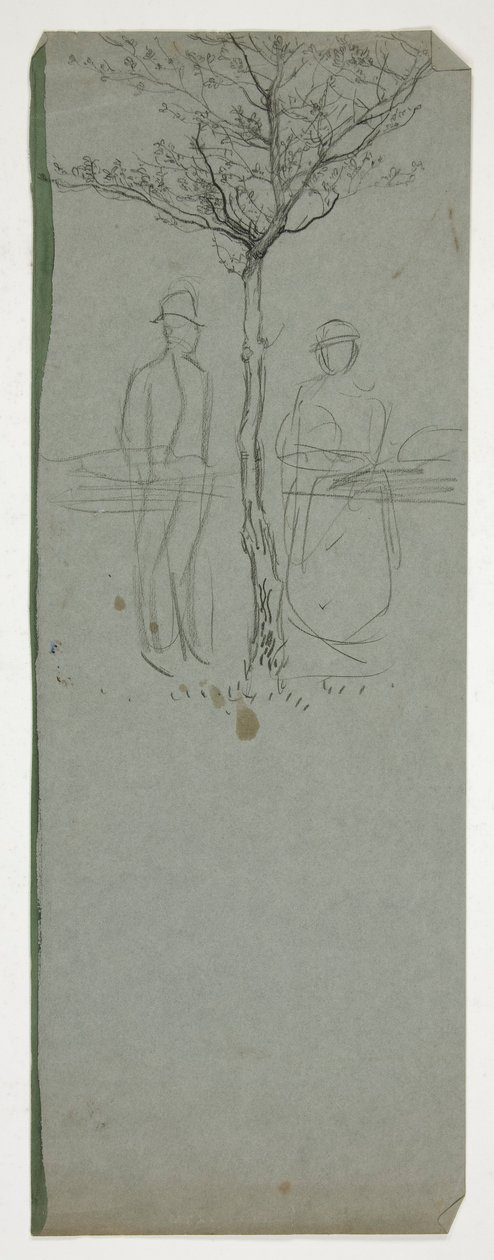 Uomo e donna sotto un albero - (illustrazione non identificata) da Edwin Austin Abbey