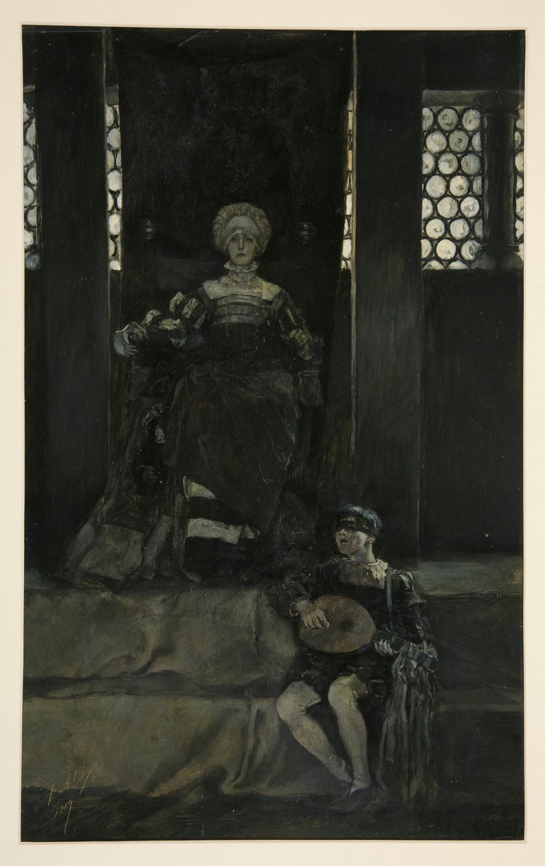 Mariana e ragazzo che canta - Atto III, Scena I, Misura per Misura da Edwin Austin Abbey