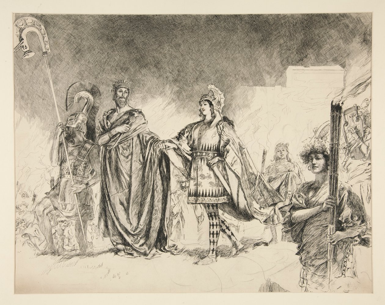 Mattina del matrimonio di Teseo e Ippolita (studio per .1036) - Entra Teseo, da Sogno di una notte di mezza estate da Edwin Austin Abbey