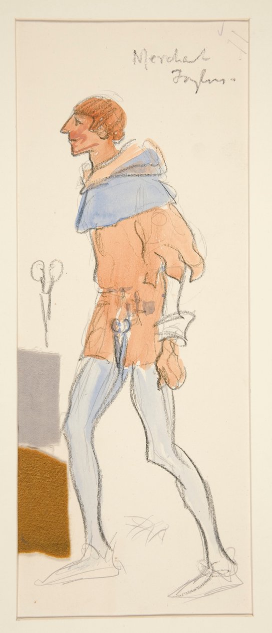 Merchant Taylor, bozzetto di costume per Henry Irving da Edwin Austin Abbey
