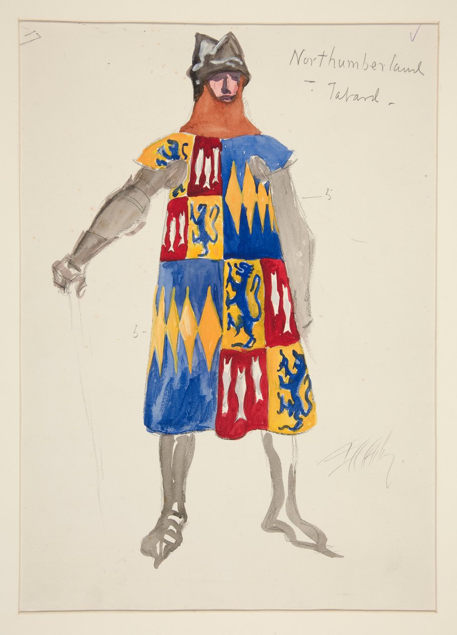 Northumberland - Tabard, bozzetto di costume per Henry Irving da Edwin Austin Abbey