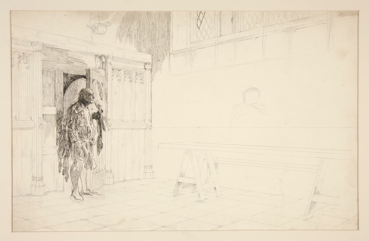 Schizzo preliminare per Le allegre comari di Windsor da Edwin Austin Abbey