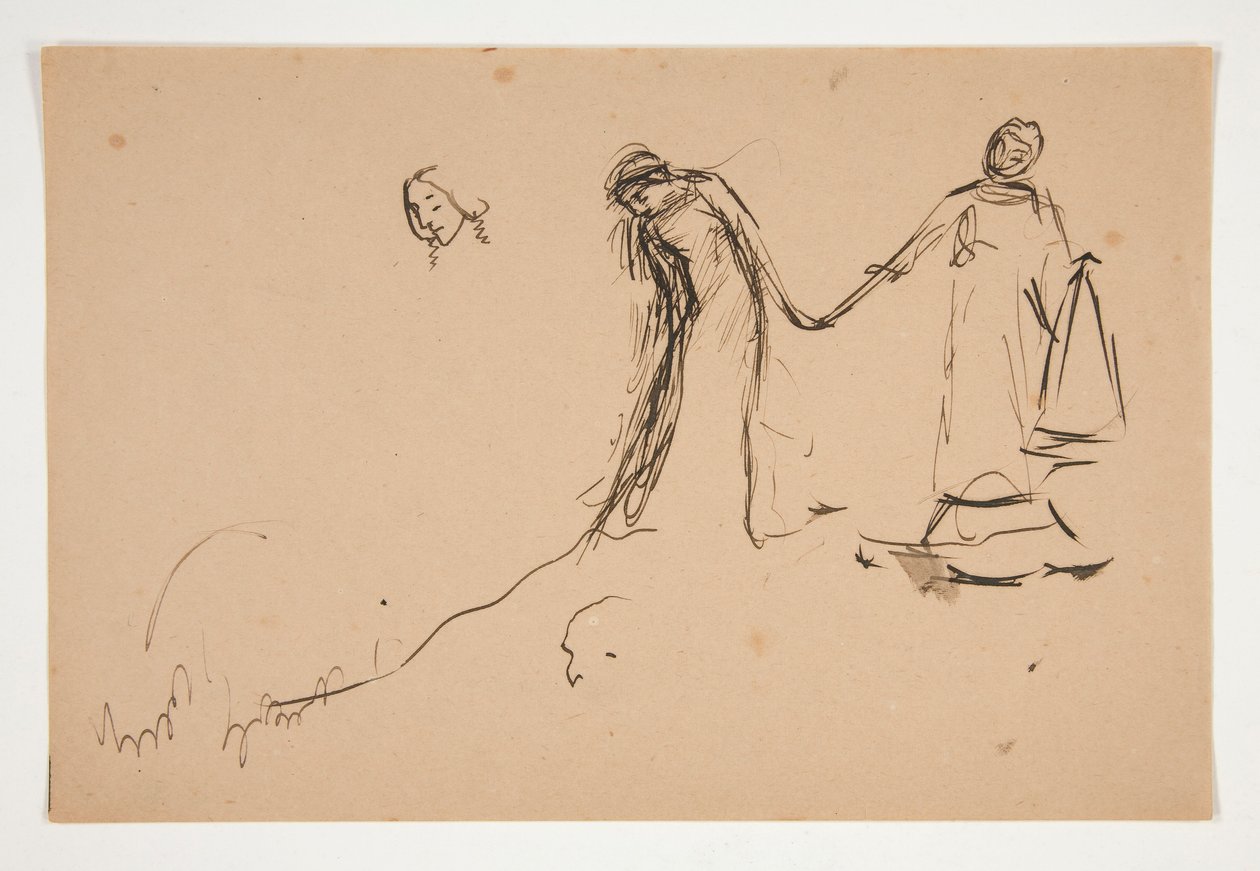 Schizzo preliminare di Elena e Lafeu per Atto IV, Scena III, Tutto da Edwin Austin Abbey