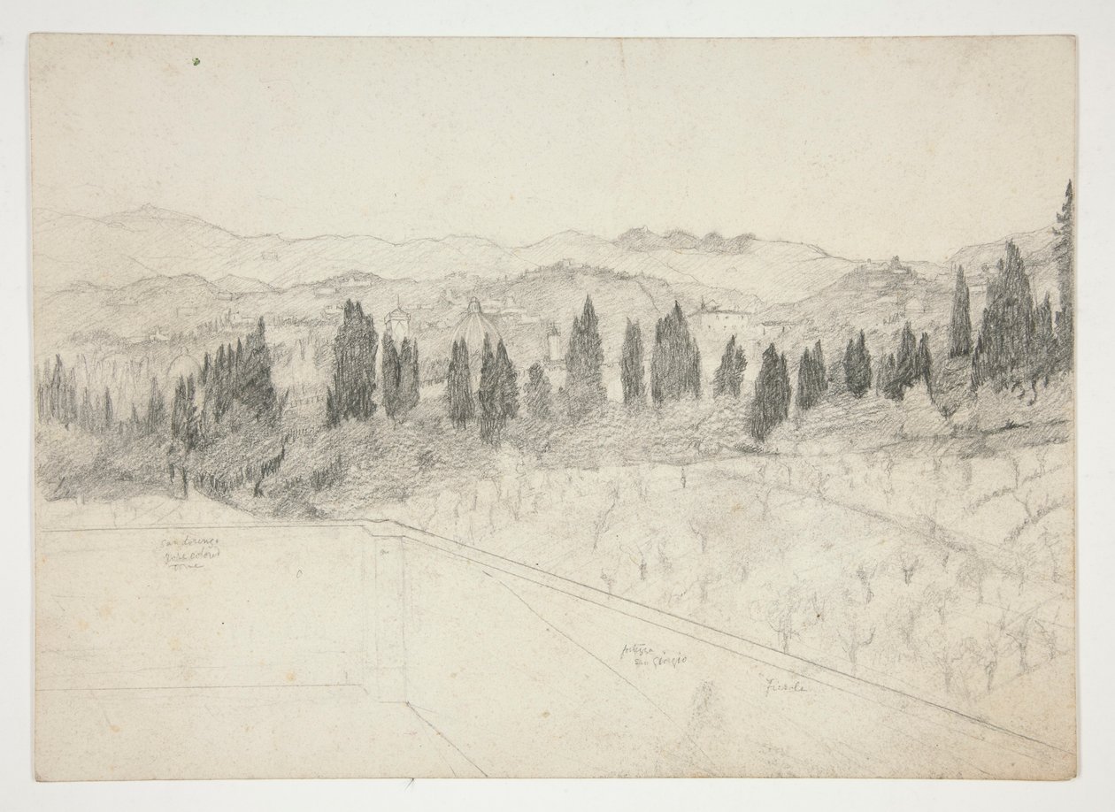 Paesaggio Romano(?) visto dal Balcone (recto); Paesaggio Marino (verso) da Edwin Austin Abbey