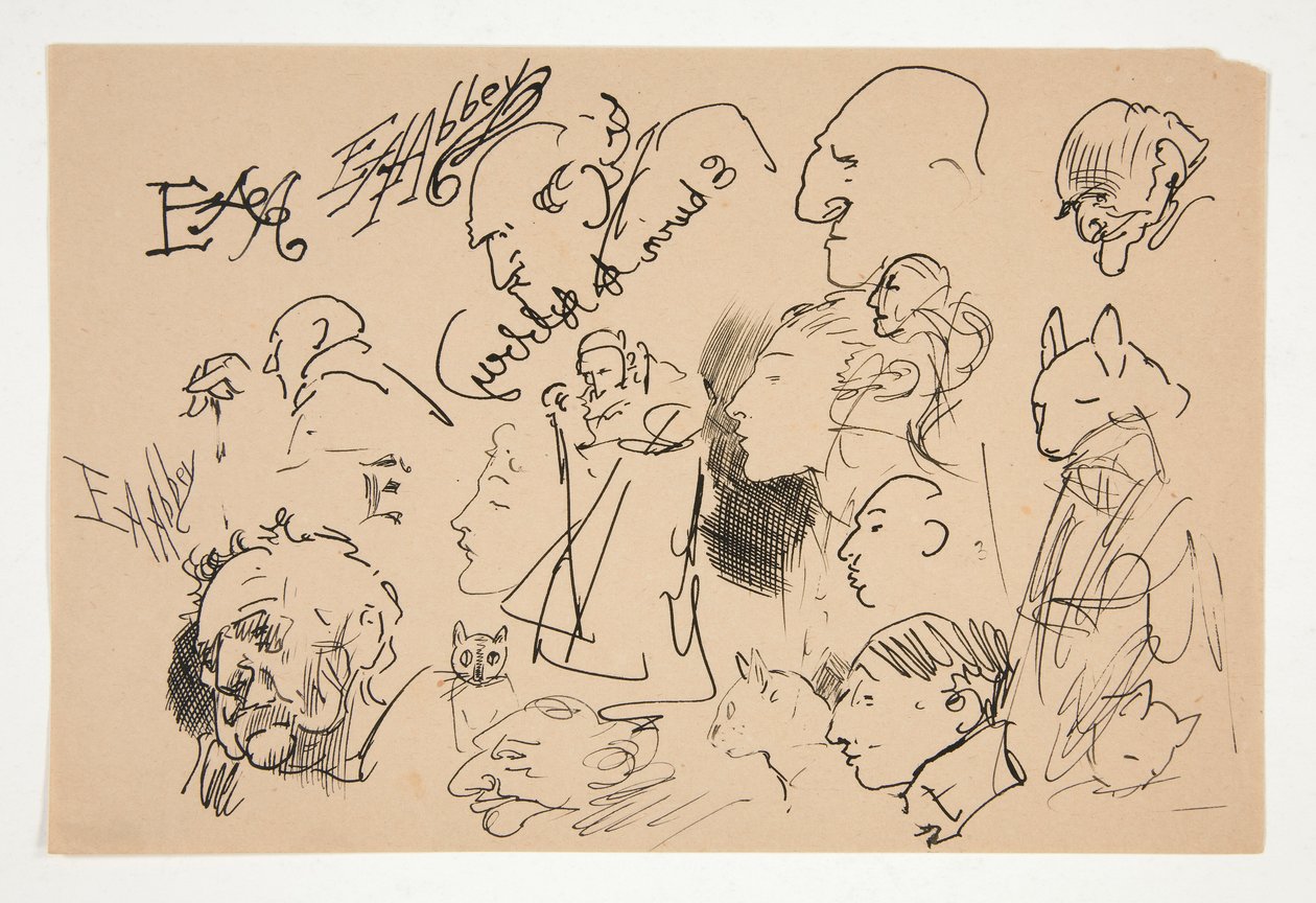 Foglio di schizzi di teste da Edwin Austin Abbey