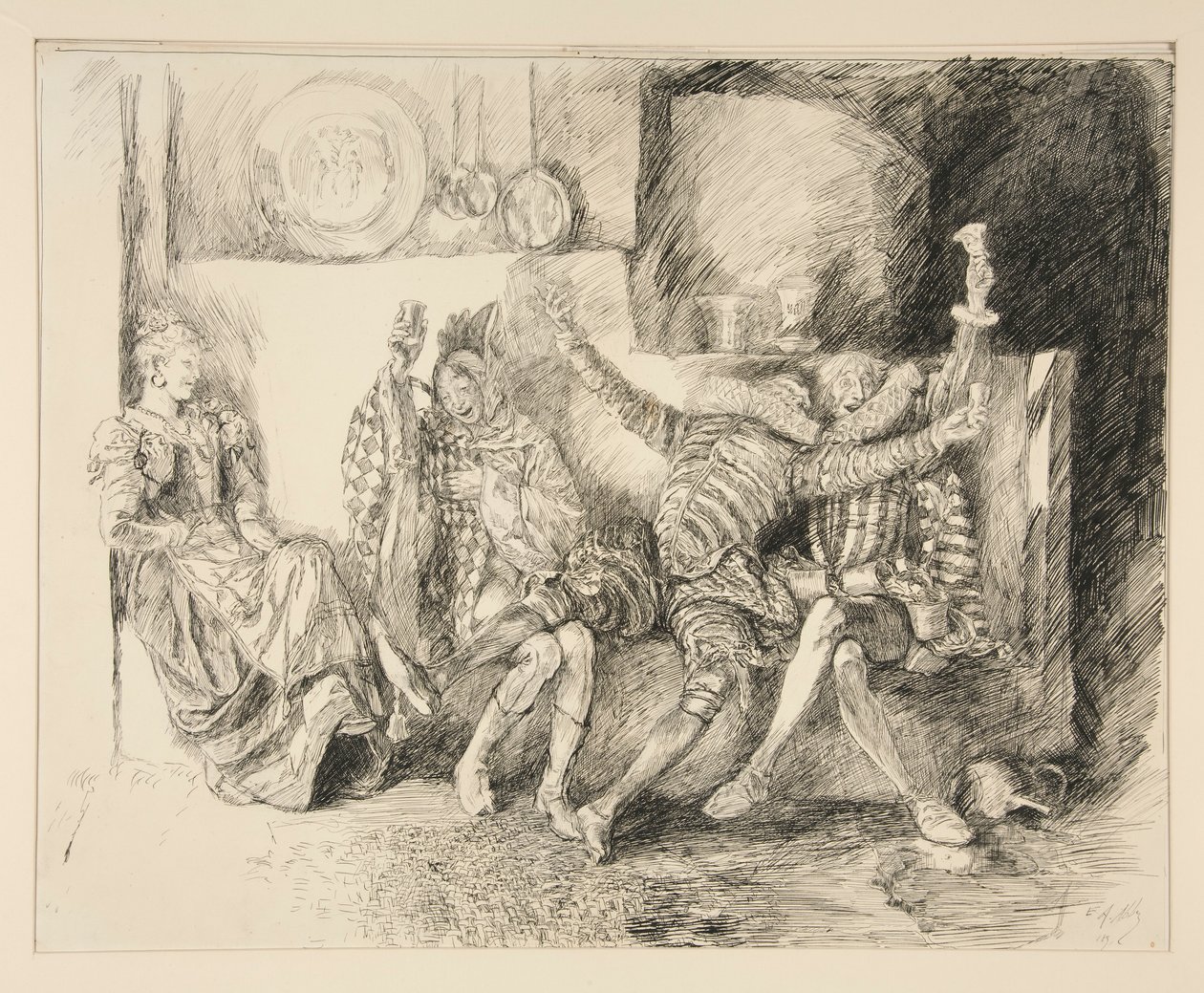Sir Toby e i suoi Compagni, illustrazione per Atto II, Scena iii, La Dodicesima Notte da Edwin Austin Abbey