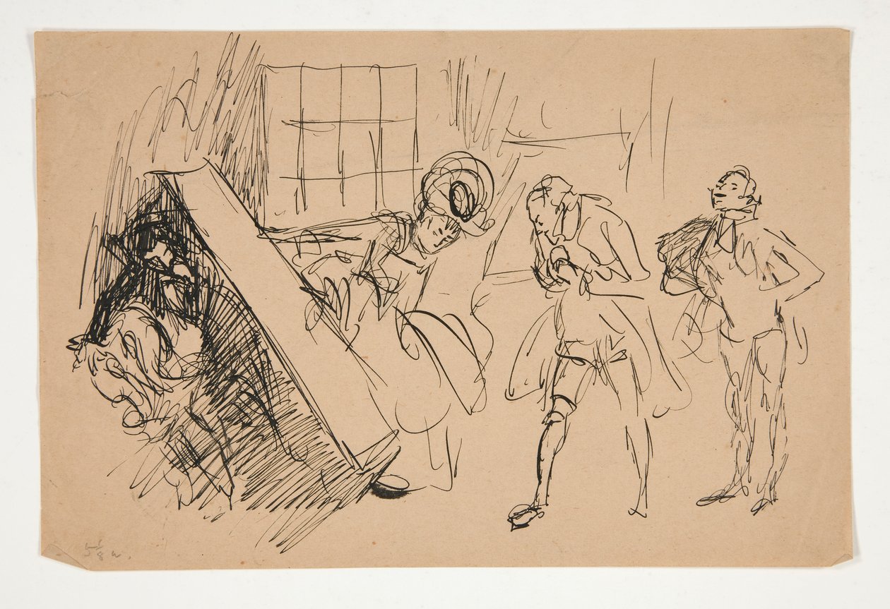 Schizzo per School for Scandal, illustrazione per Scribner da Edwin Austin Abbey