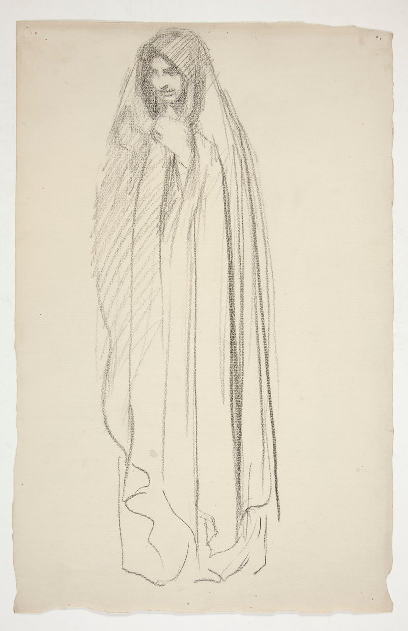 Schizzo di figura femminile incappucciata per Le tre Marie alla croce da Edwin Austin Abbey