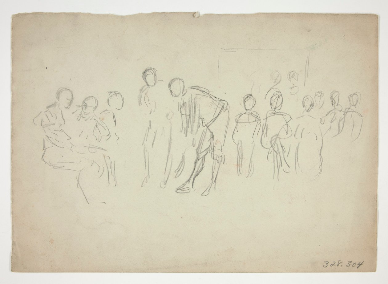 Schizzo di una folla - illustrazione non identificata da Edwin Austin Abbey
