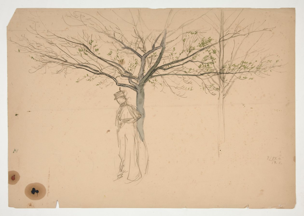 Schizzo di una figura sotto un albero da Edwin Austin Abbey