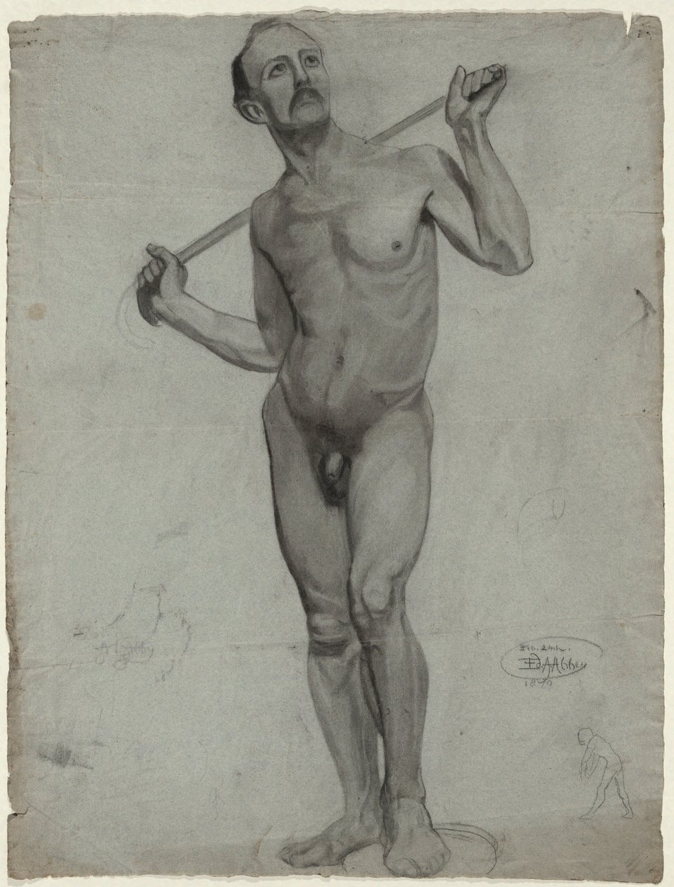 Schizzo di un nudo maschile (disegno di studio) da Edwin Austin Abbey