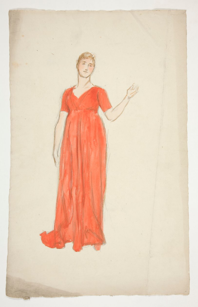 Schizzo di una donna - studio di costume per una commedia? da Edwin Austin Abbey
