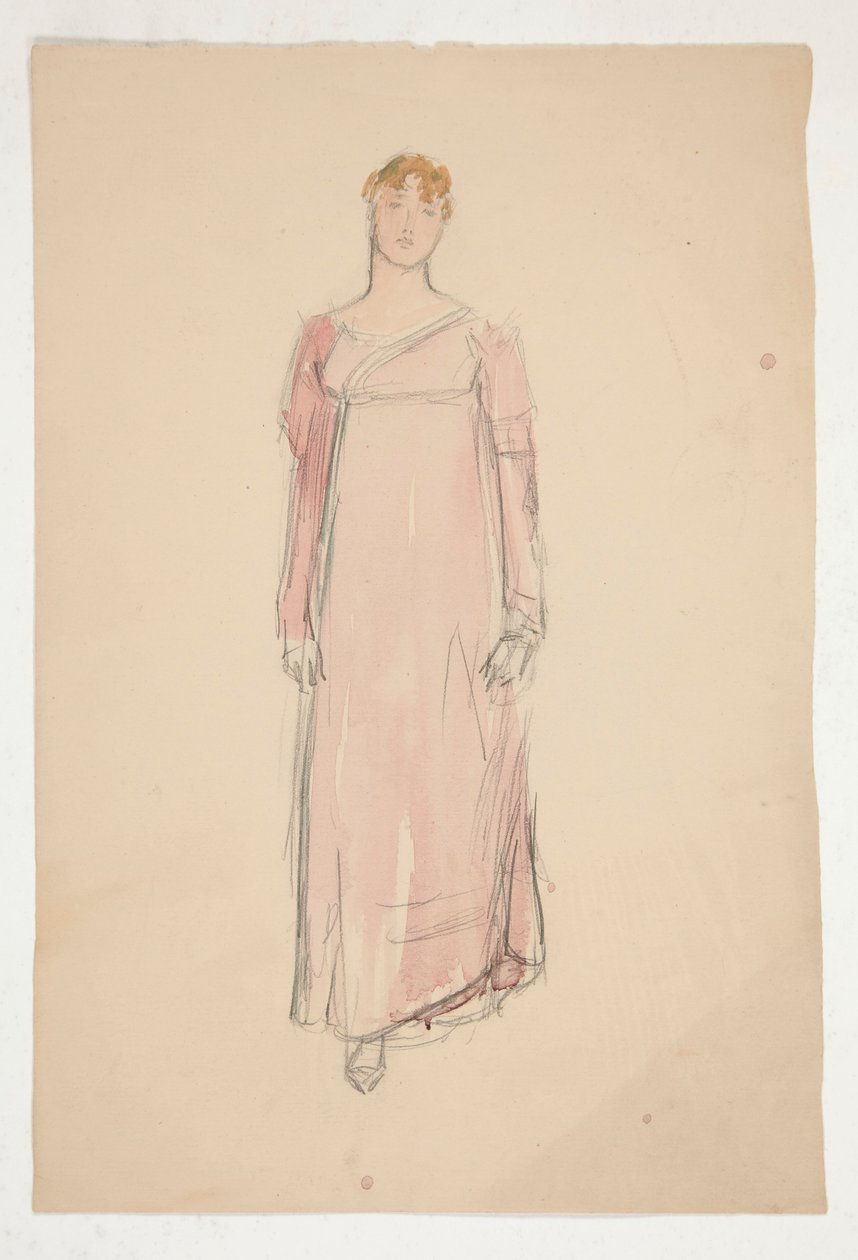 Schizzo di una donna in rosa - studio di costume per una commedia? da Edwin Austin Abbey