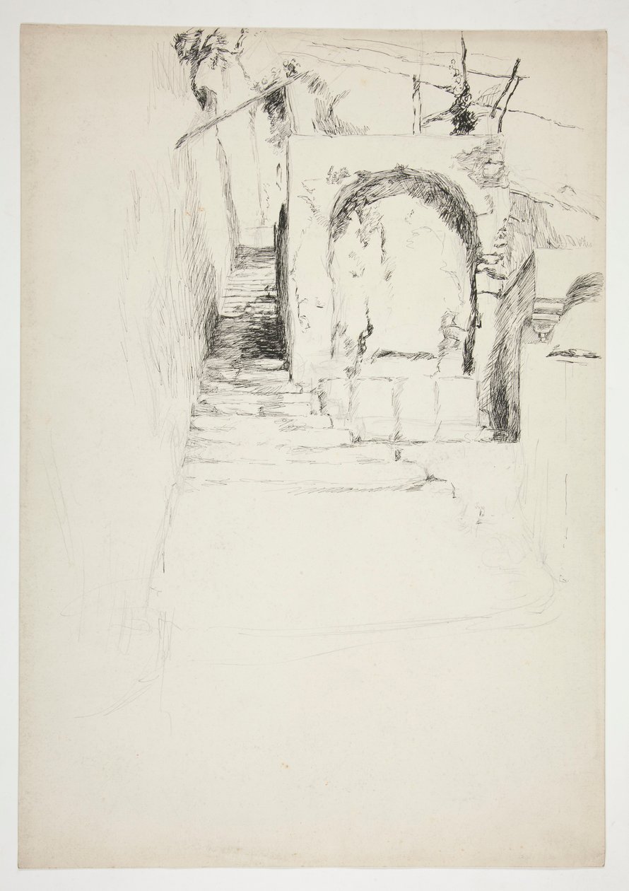 Schizzo di una scala esterna (pergola italiana, per illustrazione di un libro) da Edwin Austin Abbey
