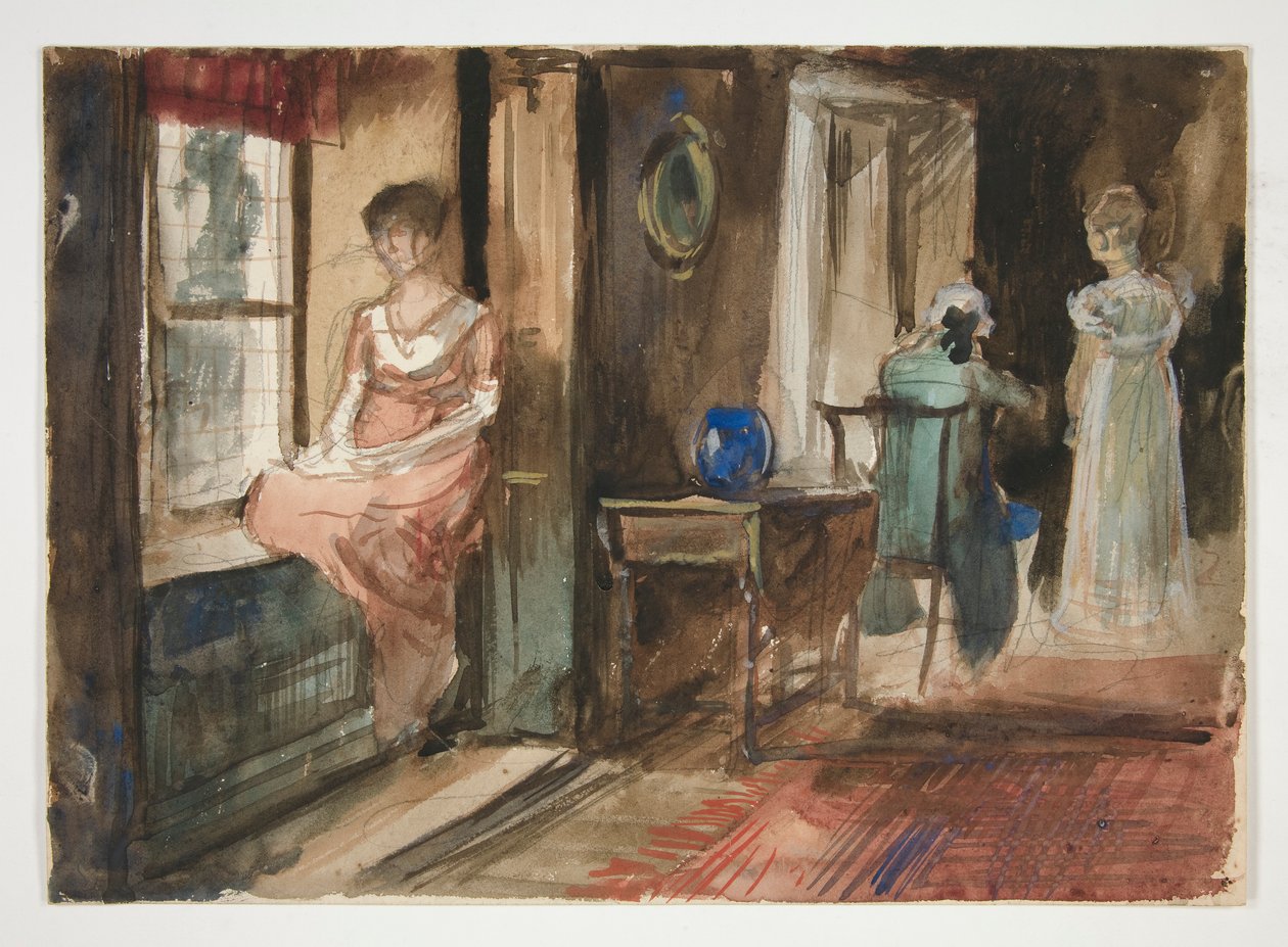 Schizzo di figure in un interno da Edwin Austin Abbey