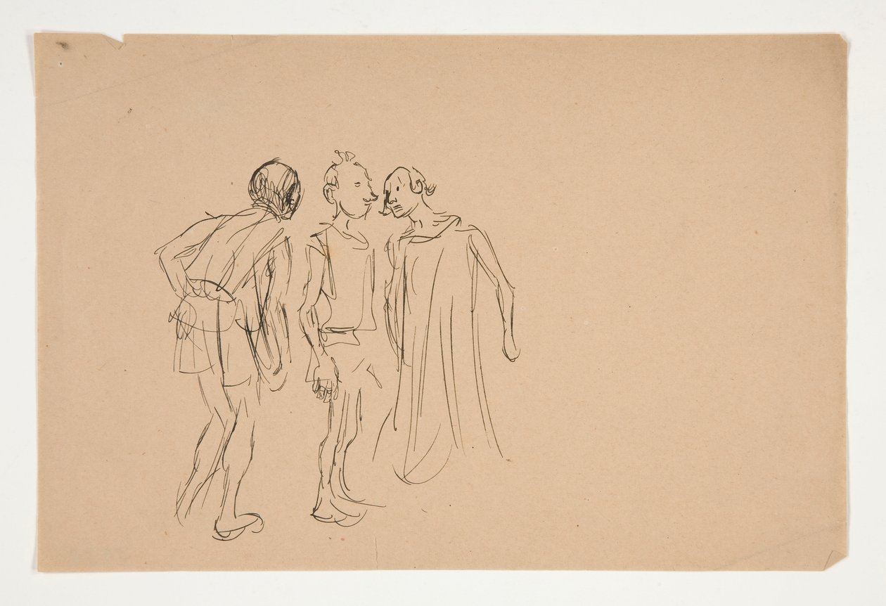 Schizzo di tre uomini (studio per 1937.1072?), da Il mercante di Venezia da Edwin Austin Abbey