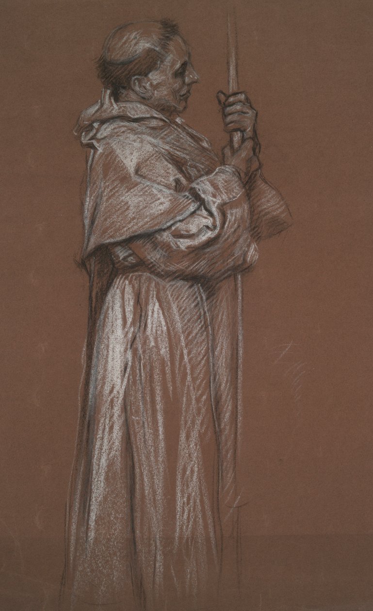 Figura in piedi di un frate, studio per murale da Edwin Austin Abbey