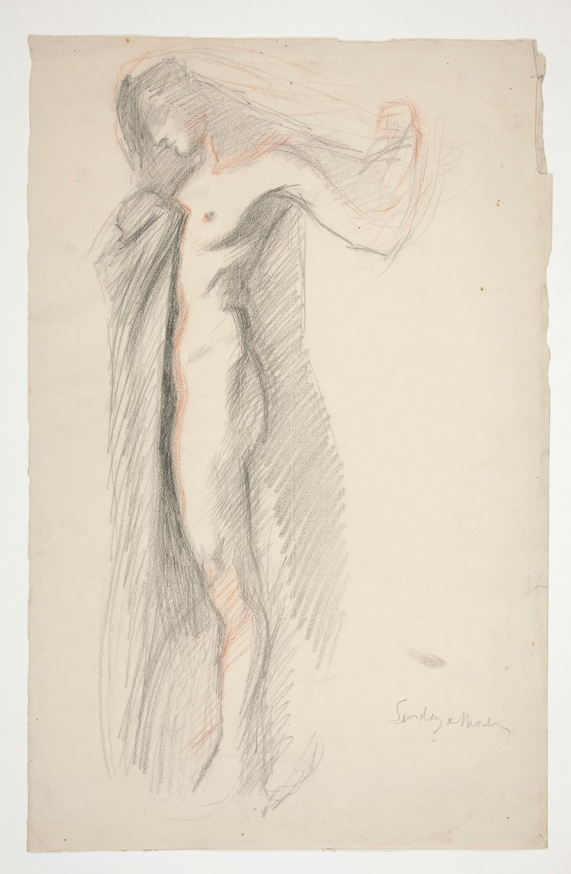 Studio della figura delle 6 pm, per il murale Le Ore al Campidoglio di Harrisburg, Pennsylvania da Edwin Austin Abbey