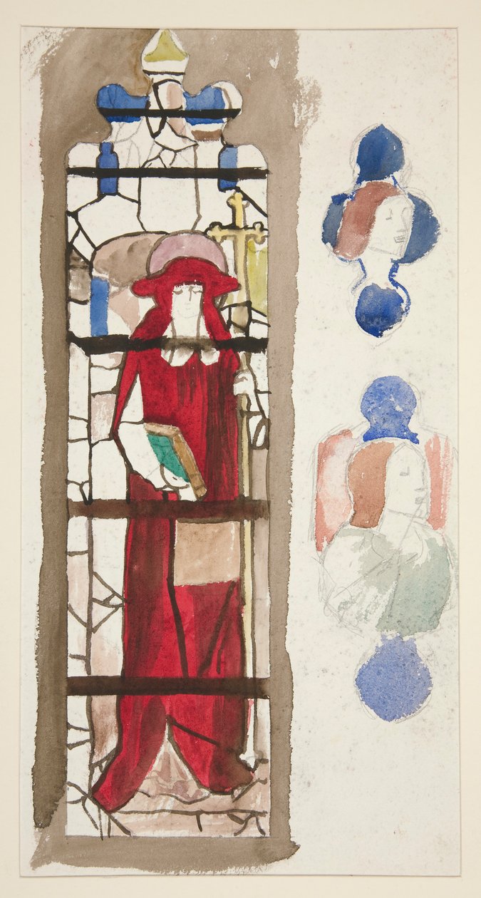 Studio per una finestra di vetro colorato non identificata raffigurante un cardinale(?) da Edwin Austin Abbey