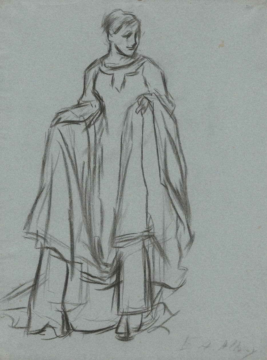 Studio per figura femminile drappeggiata, studio per La ricerca del Santo Graal (serie di 15 dipinti per la Biblioteca Pubblica di Boston, completata nel 1901) da Edwin Austin Abbey
