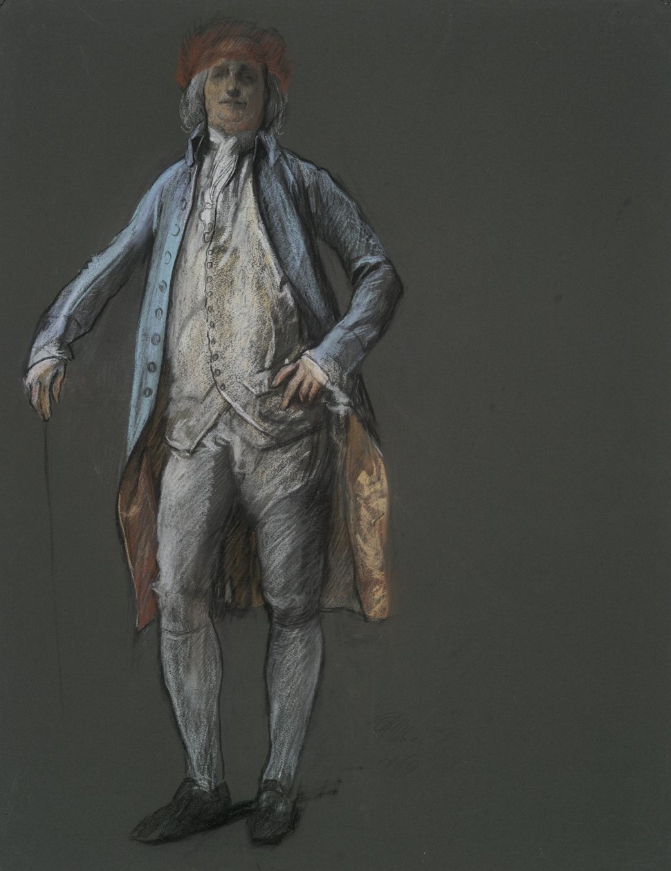 Studio per figura di Benjamin Franklin in da Edwin Austin Abbey