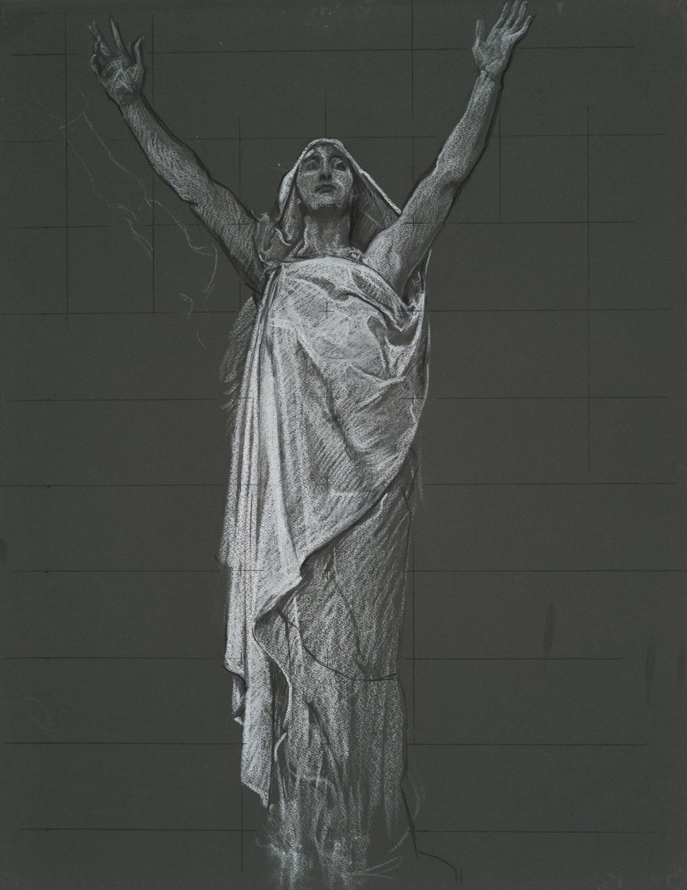 Studio per figura della Religione nel rondel nella rotonda del palazzo del capitol a Harrisburg, Pennsylvania, 1902-1911 da Edwin Austin Abbey
