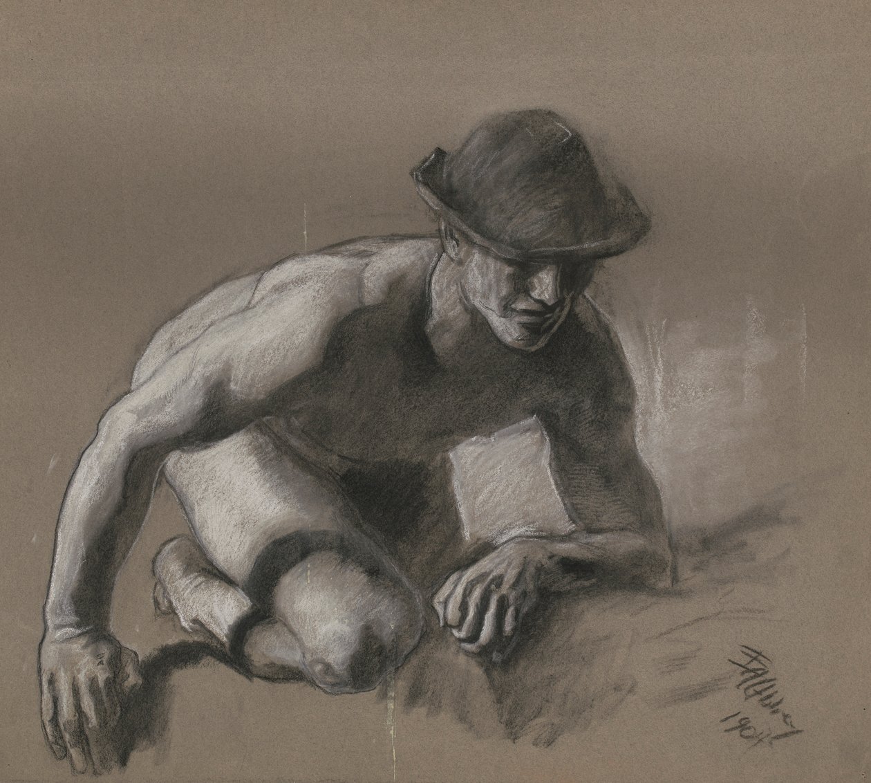 Studio per figura di minatore da Edwin Austin Abbey
