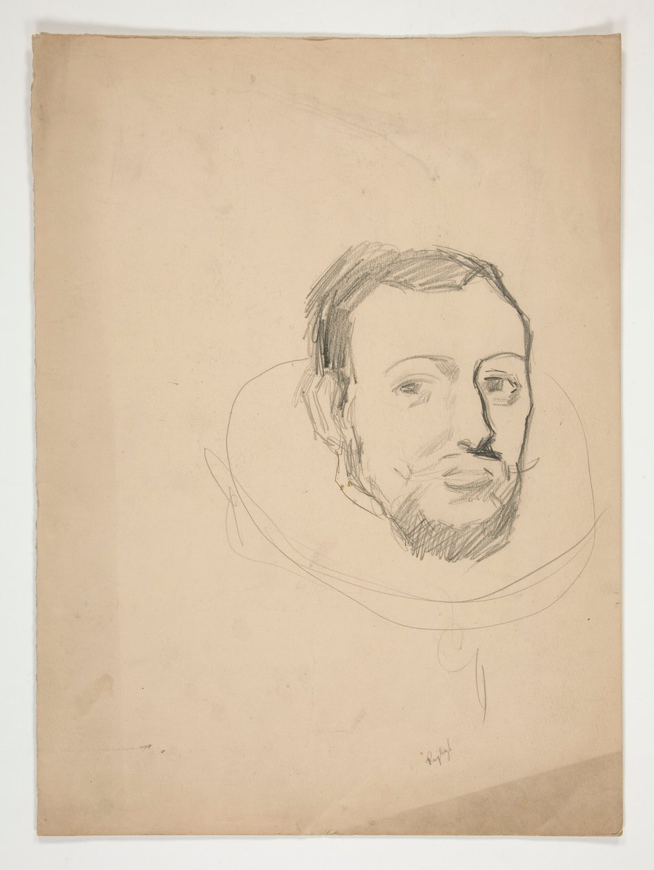 Studio per la testa di un uomo: schizzo per murale per il palazzo del capitol dello stato a Harrisburg, Pennsylvania, 1902-1911 (completato da John Singer Sargent) da Edwin Austin Abbey