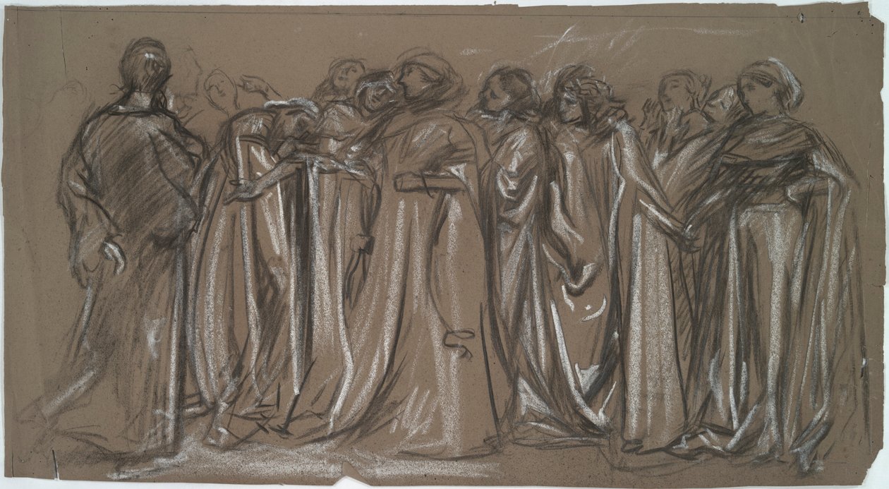 Studio per le virtù prigioniere, studio di figura per da Edwin Austin Abbey