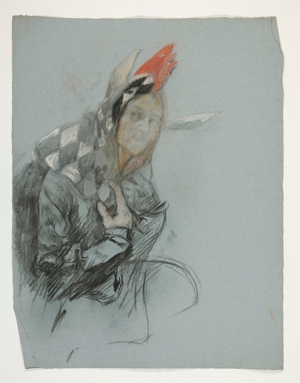 Studio di giullare (non usato), per la ricerca del Santo Graal (una serie di quindici dipinti per la Biblioteca Pubblica di Boston, completata nel 1901) da Edwin Austin Abbey