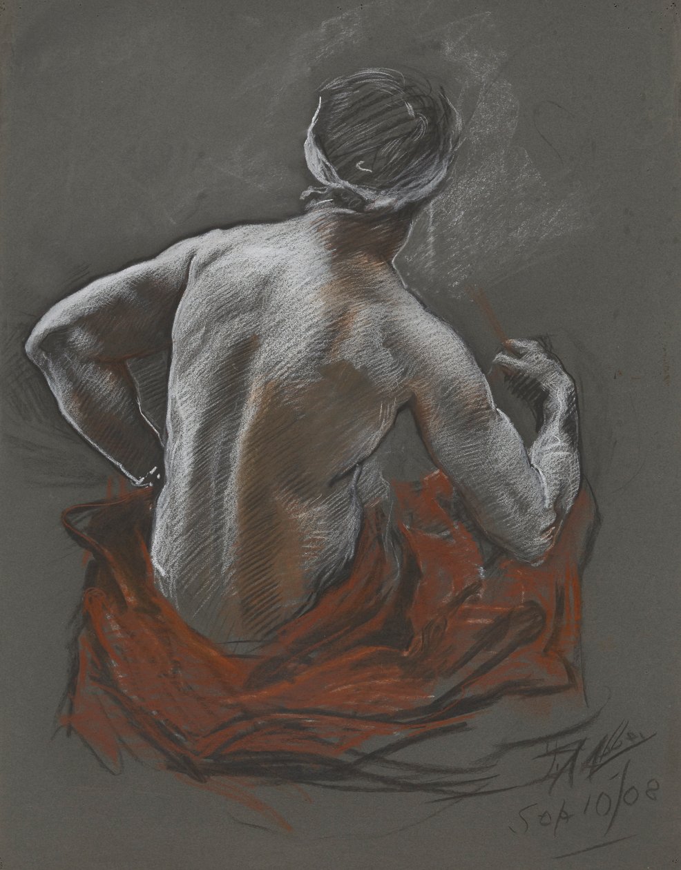Studio di un Indiano Seduto, Studio di figura per Penn da Edwin Austin Abbey